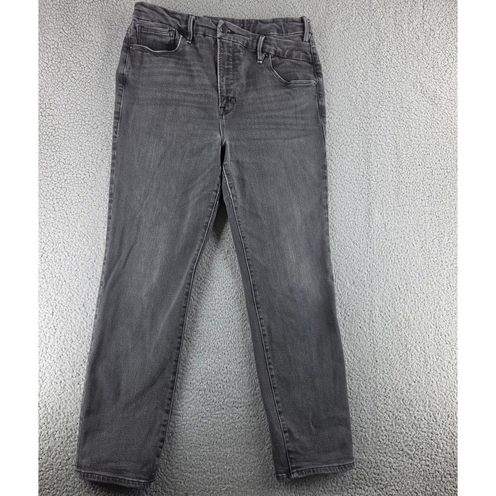 Good American Crossover‎ Waist Good Classic Slim Straight Jeans Womens 14 Black